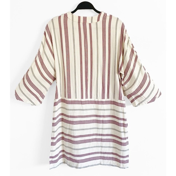 BCBGMAXAZRIA Milana Lace Up Tunic Dress Pockets White Red Black Striped Pullover - Picture 5 of 11